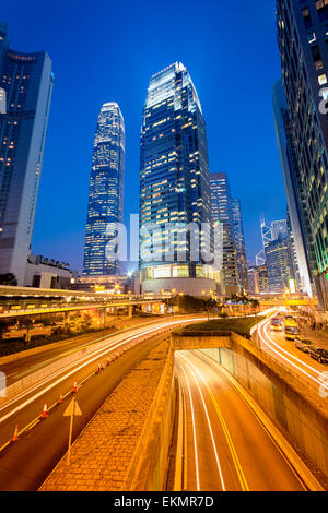 Moderne Bürogebäude im Zentrum von Hongkong. Stockfoto