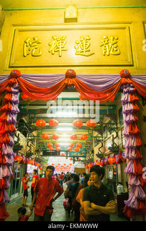 Wat Mangkon Kamalawat beim chinesischen Neujahrsfest in Yaowarat von Bangkok Stockfoto