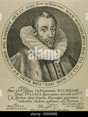 John Wilhelm von Jülich-Cleves-Berg (1562-1609). Herzog von Jülich-Cleves-Berg.  Deutsche edel und religiös. Porträt. Gravur. Stockfoto