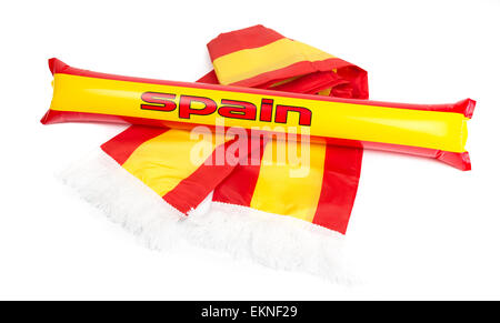 Lüfter Thundersticks - Spanien-Fußball isoliert Stockfoto