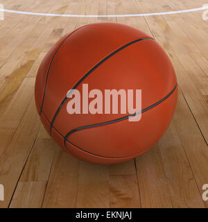 Basketball am Gericht mit Clipping Path Stockfoto