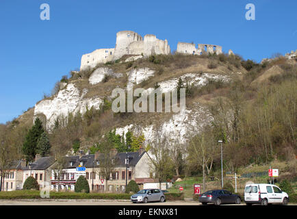 Les Andelys, Chateau Gaillard, Eure, Haute-Normandie, Seineufer, Frankreich Stockfoto