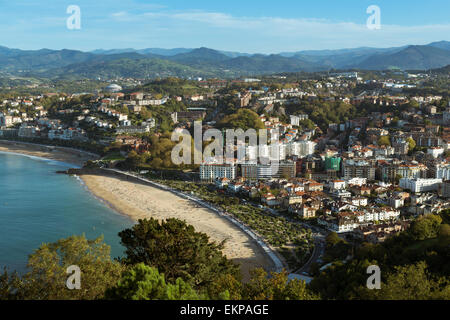 Luftaufnahme der Strand Ondarreta in San Sebastian, Nordspanien Stockfoto