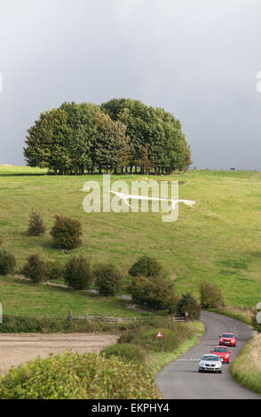 Hackpen Hill White Horse oder manchmal bekannt als die breiten Hinton Pferd oder breiten Hinton, Wiltshire, England, UK Stockfoto