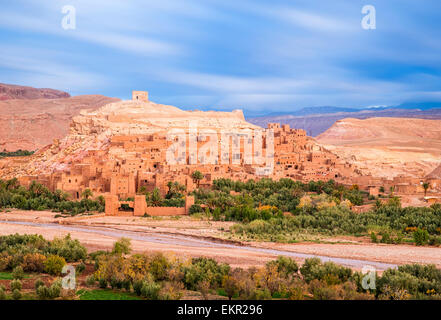 Ksar Ait Ben Haddou bei Sonnenaufgang, Provinz Ouarzazate, Marokko Stockfoto