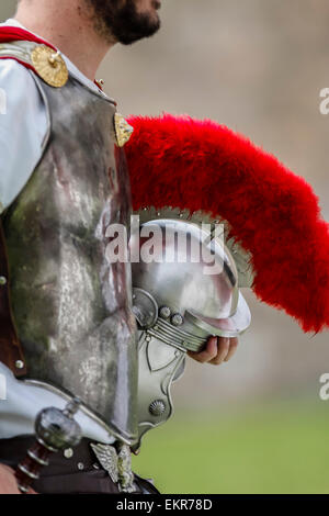 Karthager und Römer Festival. Römischer Soldat Helm. Stockfoto