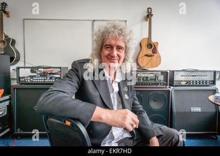 Brighton, UK. 13. April 2015. Gitarrist und Campaigner Brian May, Brightons BIMM Schule befragt. Bildnachweis: Andrew Hasson/Alamy Live-Nachrichten Stockfoto