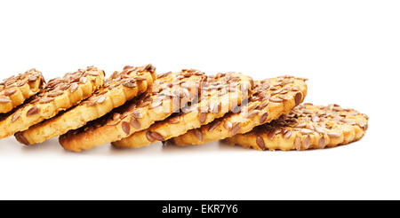 frische Sesam Cookies, isoliert auf weißem Hintergrund Stockfoto