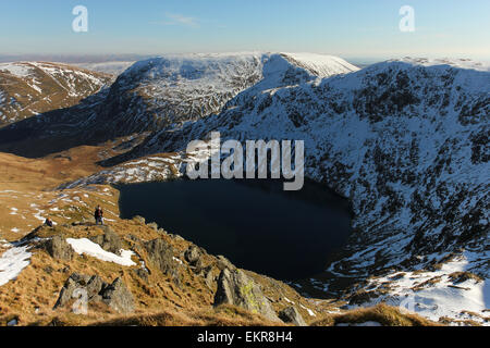 Blea Wasser, Harter fiel aus High Street. Raue Felsen High Street-Schnee Stockfoto