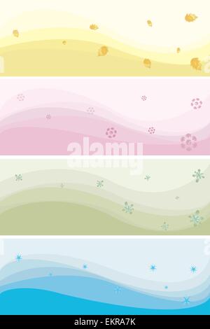 Vektor-Banner von verschiedenen Farben zu einem Thema der Jahreszeiten. EPS10 Stock Vektor