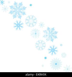 Dunkel blaue Schneeflocken in unterschiedlicher Form auf weißem Hintergrund Stock Vektor
