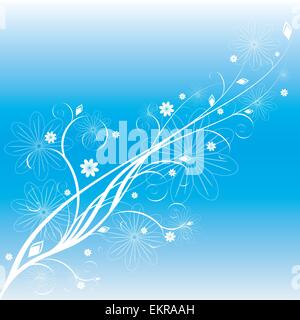 Weiße Blumenmuster auf dunkelblauem Hintergrund Stock Vektor