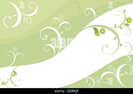 Zusammenfassung Hintergrund grüne Farbe mit locken und Blumen Stock Vektor