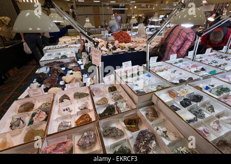 Gesteine und Mineralien zum Verkauf, Tucson Gem and Mineral Show, Tucson, Arizona Stockfoto