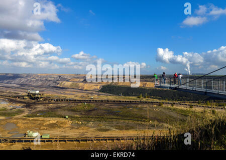 Braunkohle-Tagebau Garzweiler bei Jüchen, Nordrhein-Westfalen, Deutschland, Europa Stockfoto