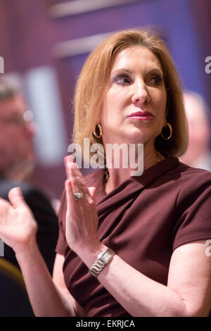 Ehemals Hewlett-Packard CEO Carly Fiorina und potenziellen republikanischen Präsidentschaftskandidaten bei der Financial Officers Landesstiftung 13. April 2015 in Charleston, South Carolina. Stockfoto
