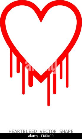 Sauber Heartbleed Openssl Bug Vektor Form, rotes Tränendes Herz auf weißem Hintergrund Stock Vektor