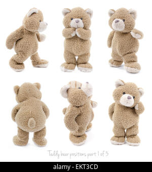 Teddybär posiert auf unterschiedliche Weise 1 von 3 Stockfoto