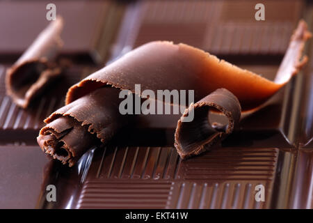 Dunkler Schokolade Späne Stockfoto