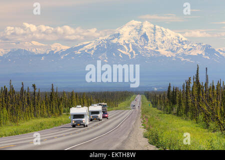 Autobahn, Alaska, Wohnmobil, Wrangell mountain Stockfoto
