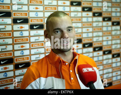 Niederländischer Fußballspieler Wesley Sneijder bereitet mit der niederländischen Nationalmannschaft EK-Kwalification-Spiele gegen Kasachstan und Ysland.  Mitwirkende: Wesley Sneijder Where: Amsterdam, Niederlande bei: 10. Oktober 2014 Stockfoto