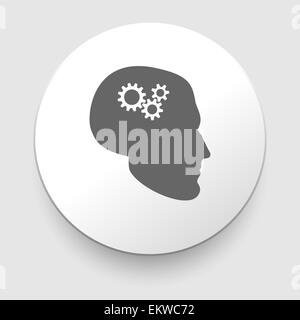 Silhouette der Kopf des Mannes mit Zahnrädern Stockfoto