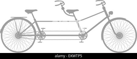 Retro-Tandem-Fahrrad im grauen design Stock Vektor