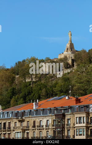 Herz Jesu-Statue, San Sebastian, Spanien. Stockfoto