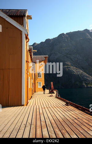 Nusfjord, Lofoten Inseln, Nordland, Norwegen, Skandinavien, Europa Stockfoto