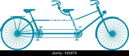 Retro-Tandem-Fahrrad im blauen design Stock Vektor