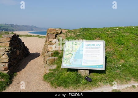 Informationstafel an Slapton Ley National Nature Reserve in Torcross, Devon Stockfoto