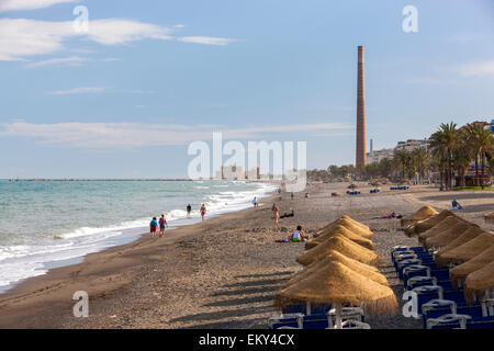 Playa De La Misericordia (Barmherzigkeit), Malaga, Provinz Malaga, Andalusien, Spanien, Europa. Stockfoto