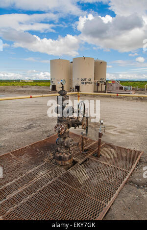 Tiefen Injektion gut für die Entsorgung von Öl-Bohr- und Fracking-Abwasserreinigung verwendet. Shafter, Kern County, Kalifornien Stockfoto