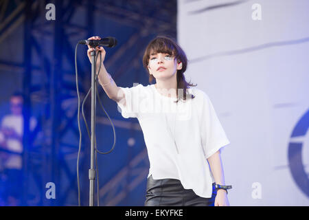 Chvrches führt beim Austin City Limits Music Festival.  Mitwirkende: Lauren Mayberry Where: Austin, Texas, Vereinigte Staaten, wann: 11. Oktober 2014 Stockfoto