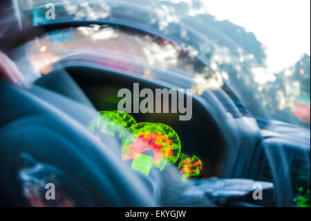 Eingeschränkter Sehfähigkeit von Fahrer und Beifahrer Gesichtspunkt. Stockfoto