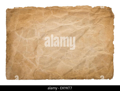 Schmutzige alte Pergament isoliert auf weißem Hintergrund Stockfoto