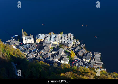 Hallstätter Seeblick von oben, Oberösterreich, Österreich Stockfoto