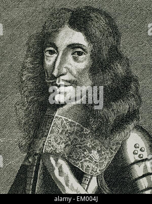 Charles ich Louis, Pfalz (1617-1680). Der zweite Sohn des deutschen König Frederick V von der Pfalz. Kupferstich, 1663. Porträt. Stockfoto