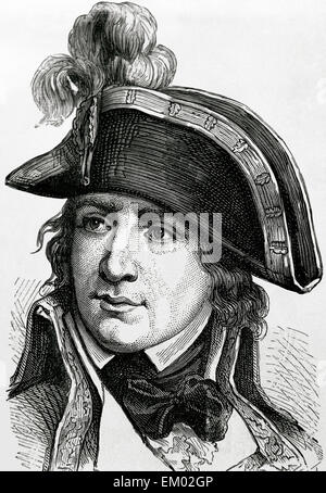 Jean-Charles Pichegru (1761-1804). Französischer General der Revolutionskriege. Gravur. Porträt. des 19. Jahrhunderts. Stockfoto