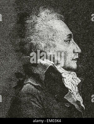 Maximilien Robespierre (1758-1794). Französischer Jurist und Politiker. Figur der französischen Revolution. Mitglied der Jakobinerklub. Gravur. Porträt. Stockfoto