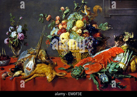 Noch Leben Korb mit Fruchtkorb (Hase und Hummer) 1612 Frans Snyders oder Snijders (1579 – 1657) war ein flämischer Maler von Tieren und Stillleben Belgien Belgien Stockfoto