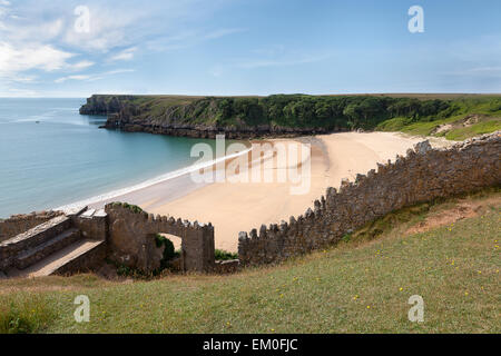 Barafundle Bay, einsamen Strand entlang der Pembrokeshire Coast National Park Stockfoto