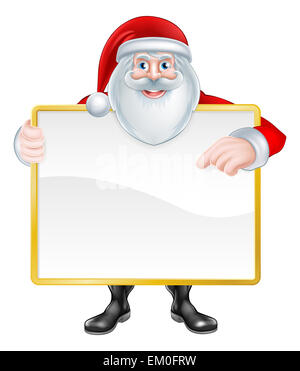 Weihnachten Cartoon Illustration von Santa Claus ein Schild hochhalten und darauf zeigen. Stockfoto