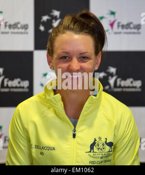 Den Bosch, Niederlande. 15. April 2015.  Benefizprojekt, Fedcup Niederlande-Australien, Casey Dellacqua (AUS) Foto: Tennisimages/Henk Koster Credit: Henk Koster/Alamy Live-Nachrichten Stockfoto