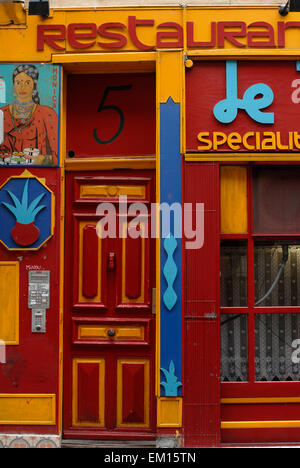 Fassade eines indischen Restaurants an der Rue Cujas Street, Toulouse, Frankreich Stockfoto