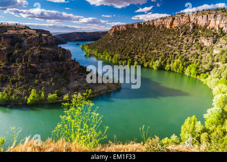 Fluss und Schlucht in der Nähe von San Frutos Eremitage. Hoces del Rio Duraton Naturpark. Segovia, Kastilien und Leon, Spanien, Europa Stockfoto