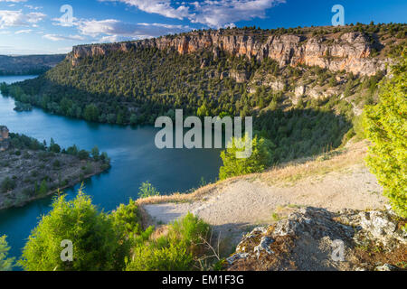 Fluss und Schlucht in der Nähe von San Frutos Eremitage. Hoces del Rio Duraton Naturpark. Segovia, Kastilien und Leon, Spanien, Europa Stockfoto