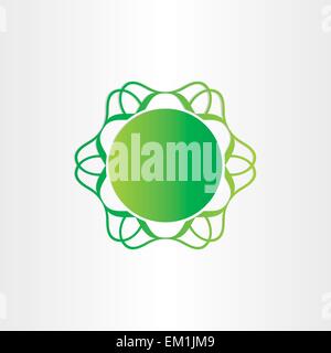 Atom oder Molekül Chemie Zeichen Wissenschaft Symbol Proton Neutron Umlaufbahn Planeten grüne Verbindungsobjekt Stock Vektor