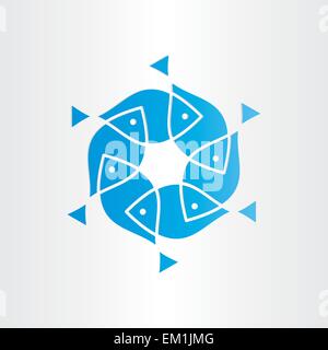 blauer Fisch in Kreis-Symbol-Design-element Stock Vektor