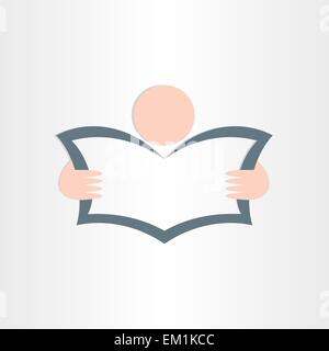 Mann liest Zeitung Buch oder Karte Icon Design Business Arbeit Bildung-Hintergrund Stock Vektor